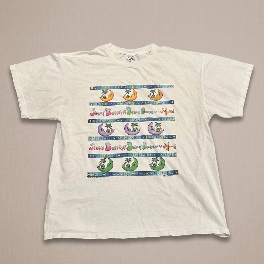 Vintage 1999 Jimmy Buffett Beach House On The Moon Tour T-Shirt Mens XL White